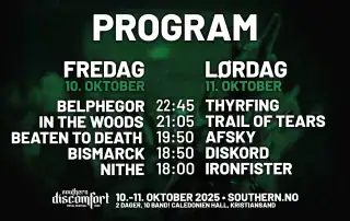 Spilletider Southern Discomfort 2025, program