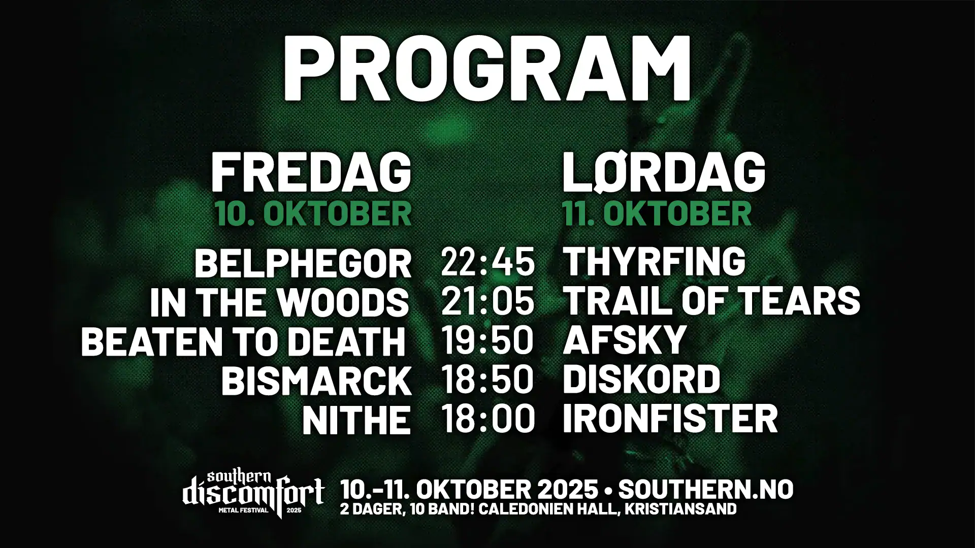 Spilletider Southern Discomfort 2025, program